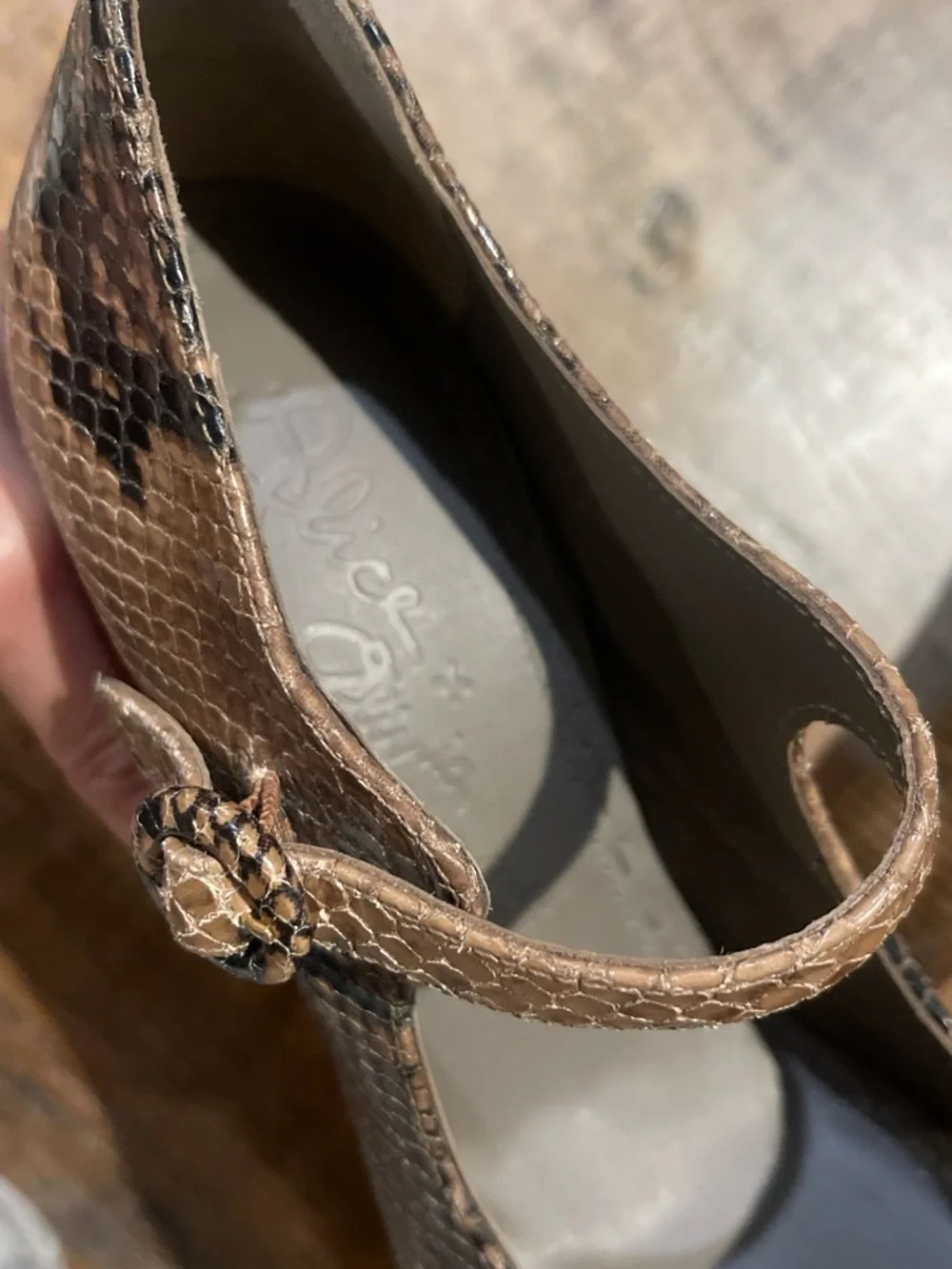 Alice + Olivia Brown Snake-Print Platform Mary Jane Heels